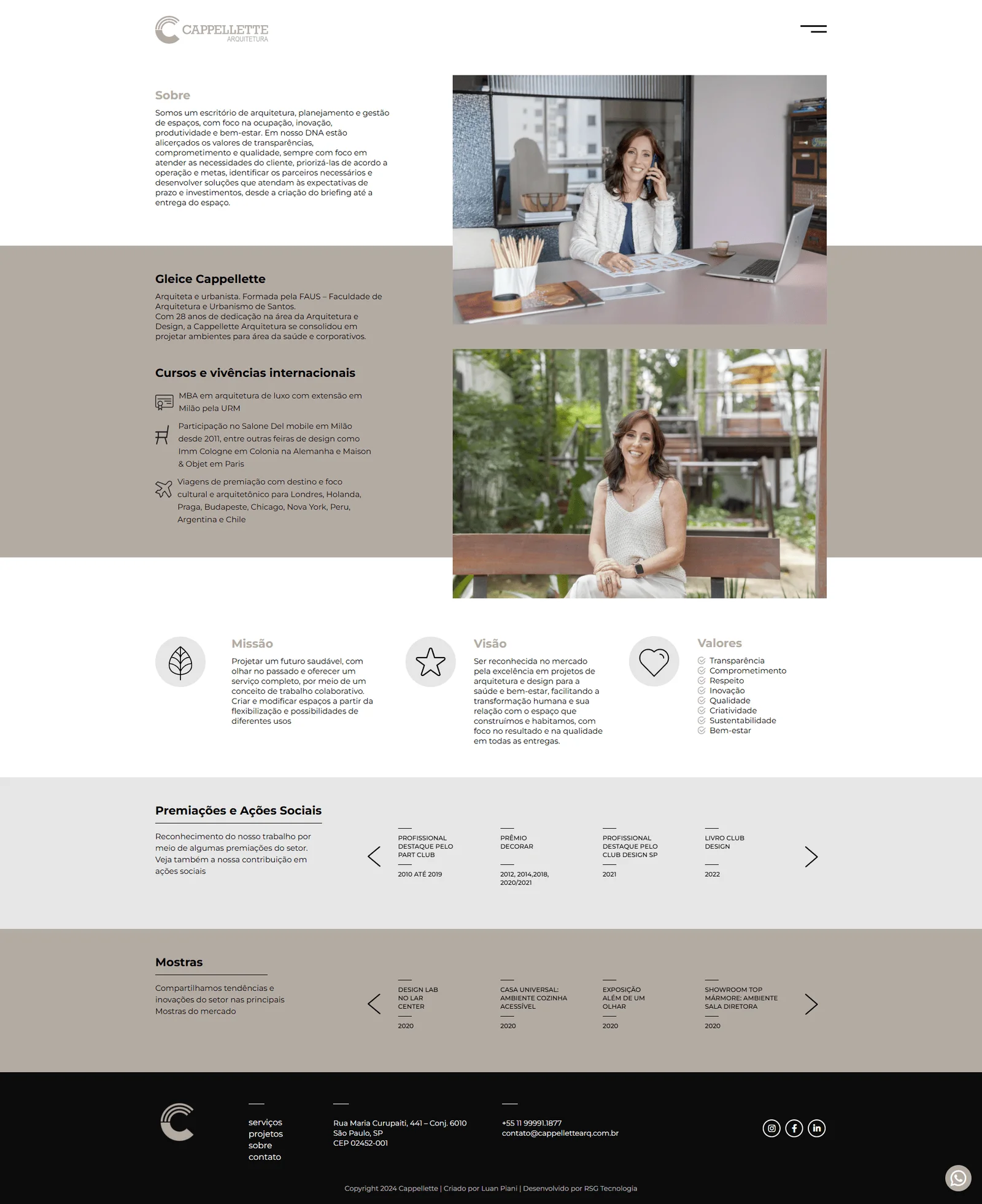 Website Cappellette Arquitetura